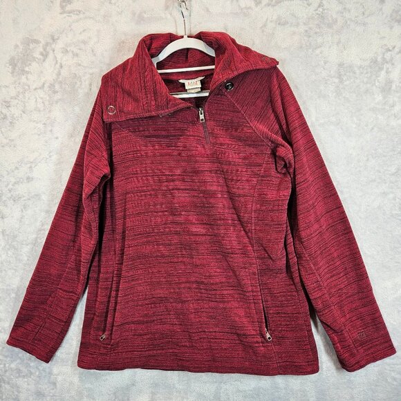 Avalanche Womens L Red Quarter-Zip Pullover fleece Zipper Pockets Thumbholes - Picture 1 of 11